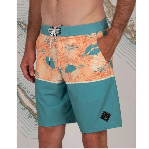Salty Crew Men's Dark Aqua Tandem Board Shorts Size 38 - Picture 11 of 11
